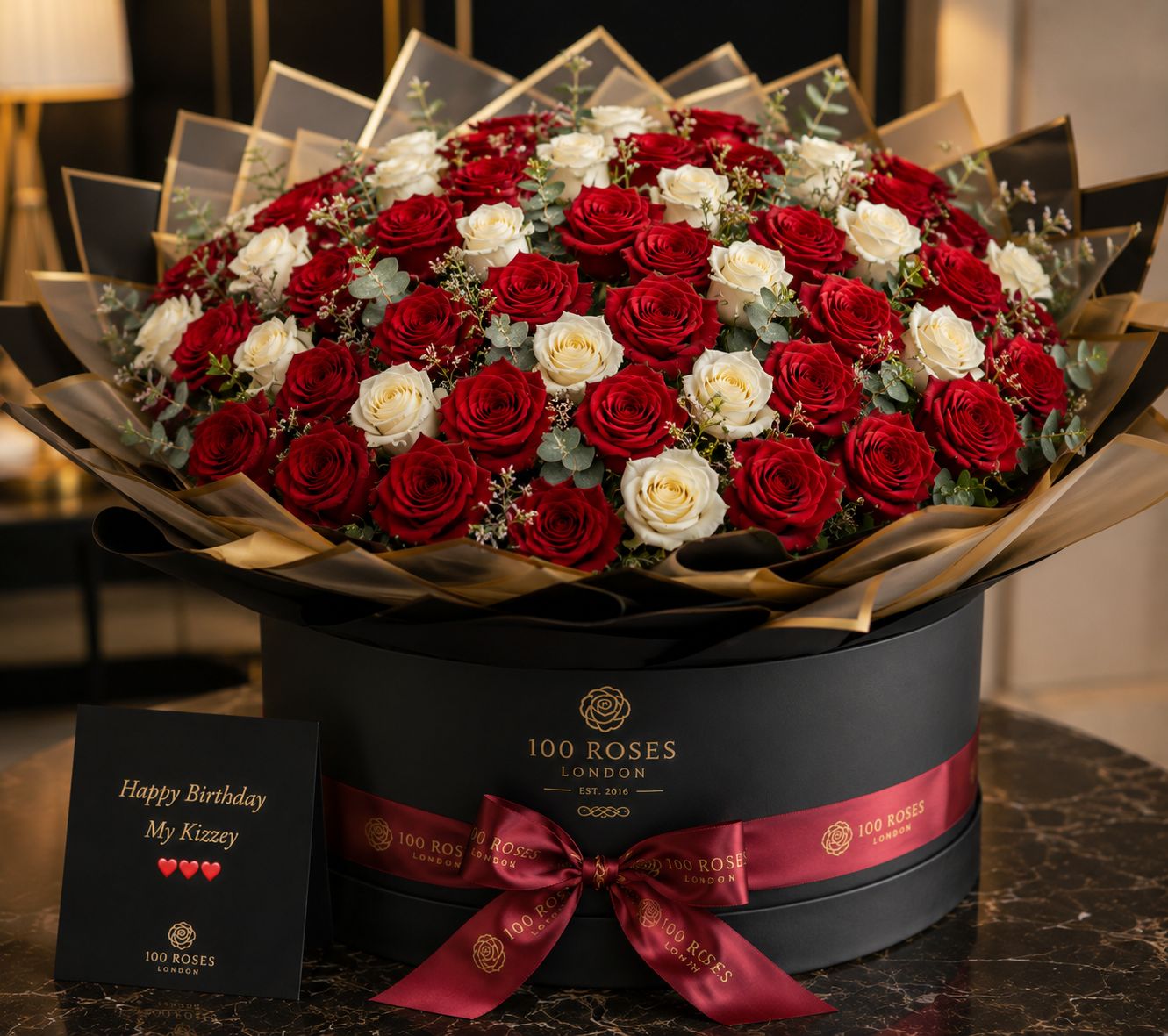 Custom order 100 roses Hatbox