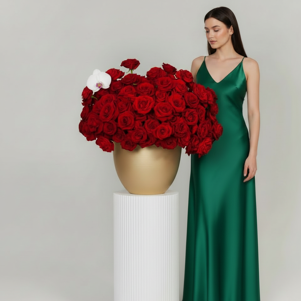 luxury 100 red roses naomi and orchid